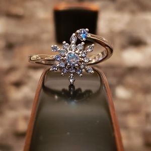 Blue & Iridescent Snowflake swarovski crystal ring